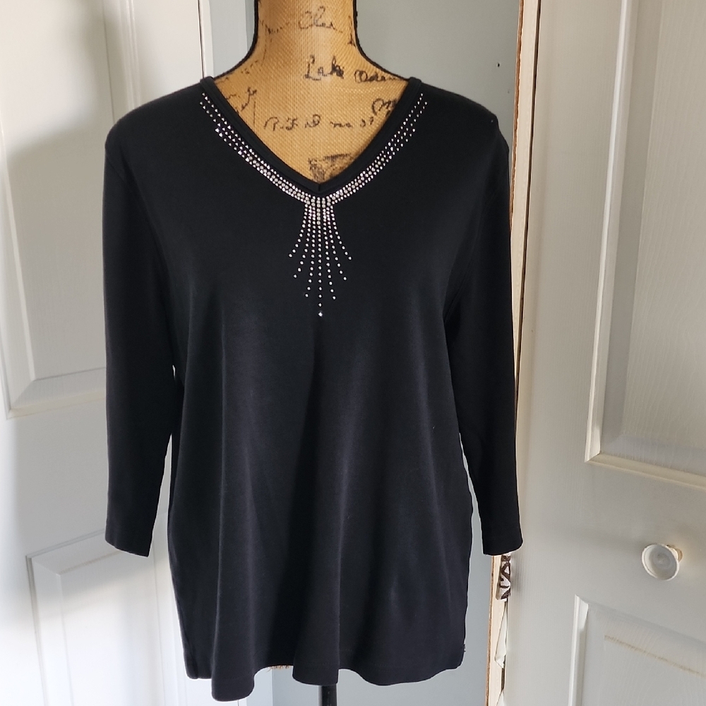 Black Embellished Relaxed Blouse
